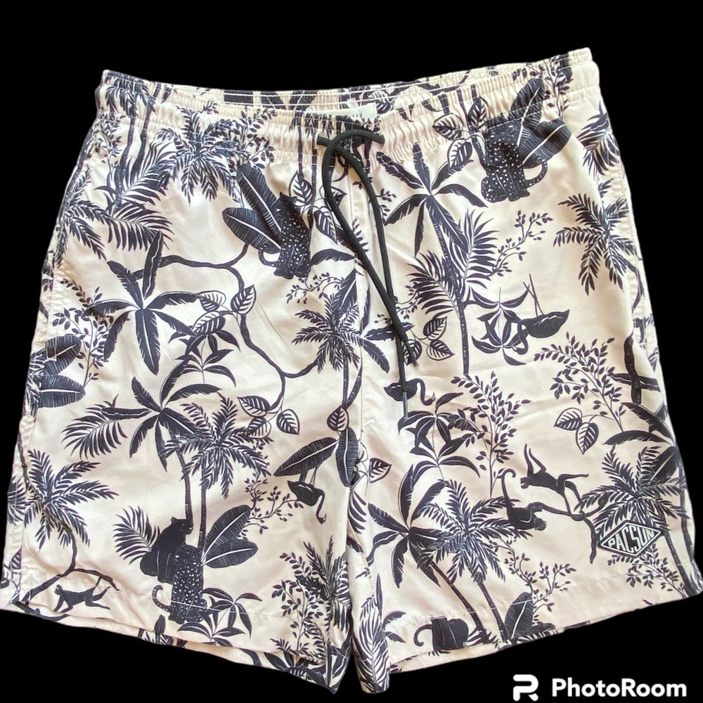 Pacsun Black and Tan Swim Trunks